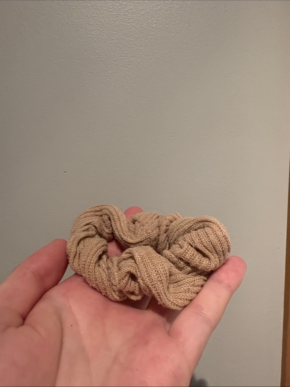 Beige Ribbed Texture Scrunchie